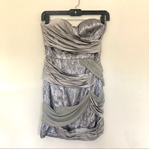 bebe Dresses - Bebe Grey Strapless Wrapped Mixed Lace Dress XS bebe Dresses - Bebe Grey Strapless Wrapped Mixed Lace Dress XS